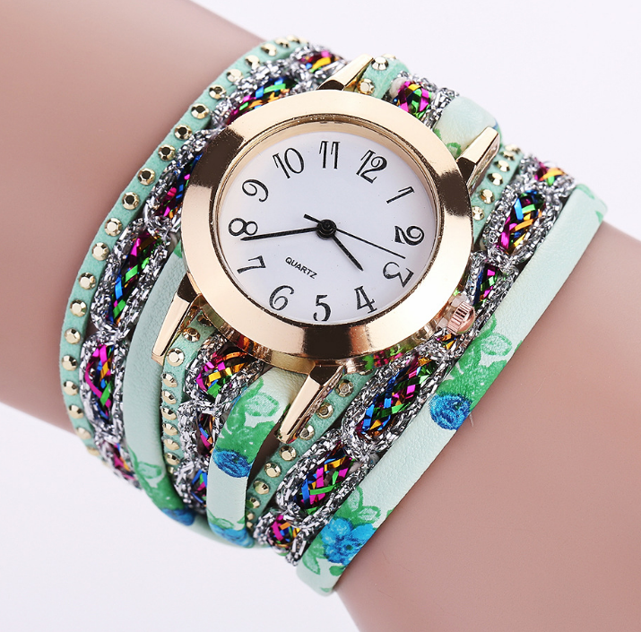 Woven Floral Bracelet Wrist Watch