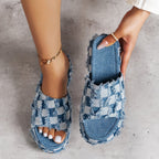 Heel Denim Slippers