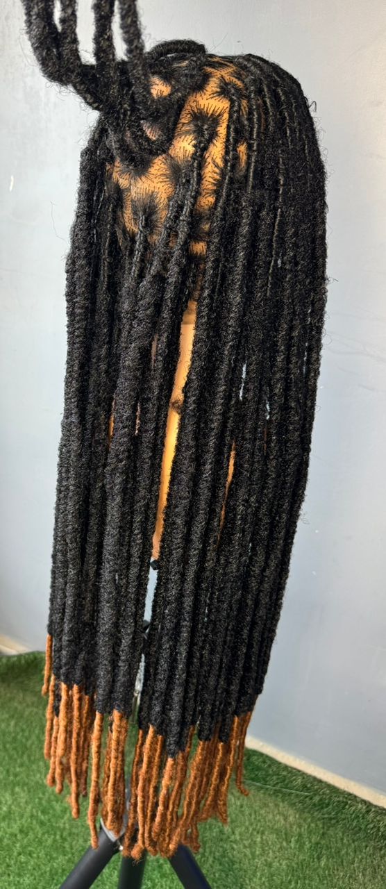 Nadia Locs Wig- Soft Faux Locs with Ombre Tips |28 Inches| 360 Lace| Handcrafted
