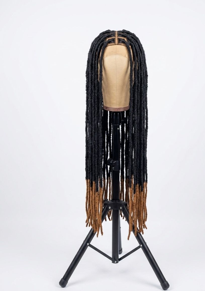Nadia Locs Wig- Soft Faux Locs with Ombre Tips |28 Inches| 360 Lace| Handcrafted