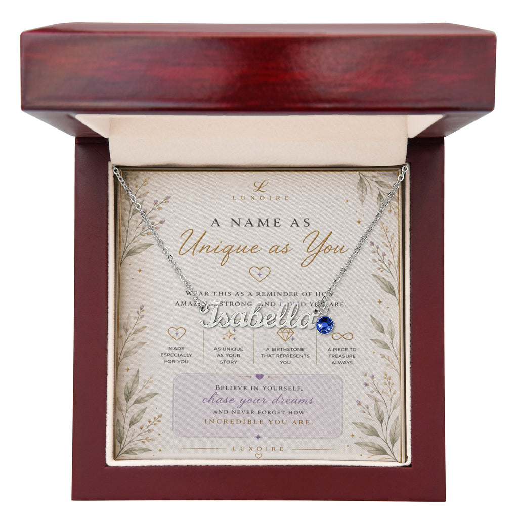 Luxoire Signature Name Necklace with Birthstone