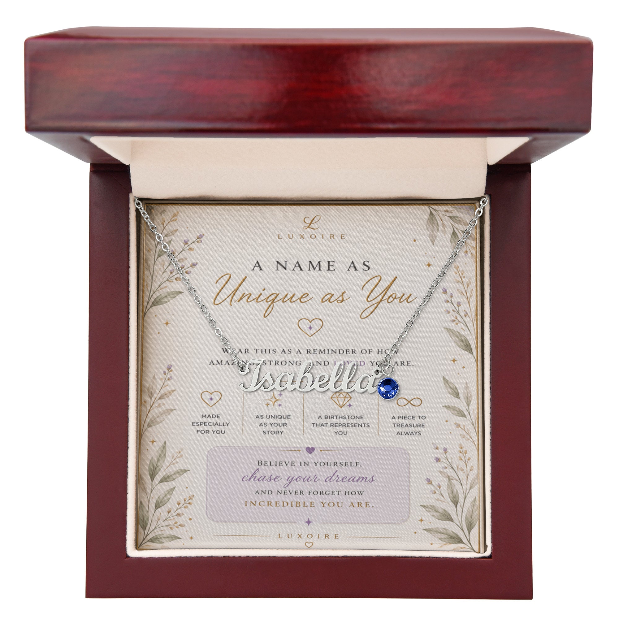 Luxoire Signature Name Necklace with Birthstone