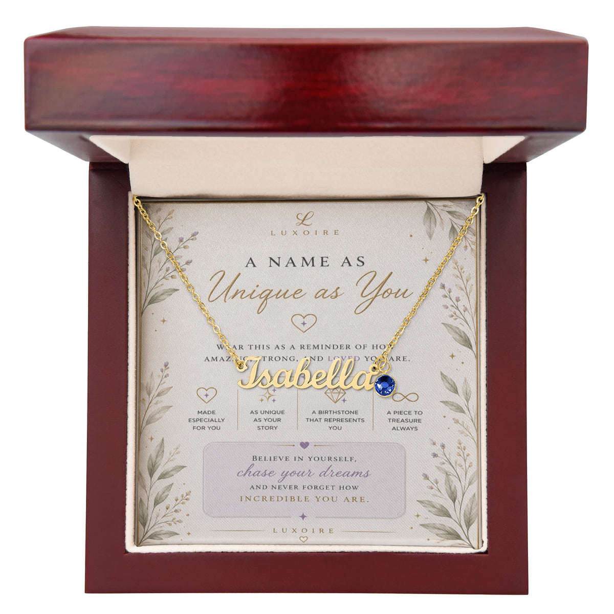Luxoire Signature Name Necklace with Birthstone