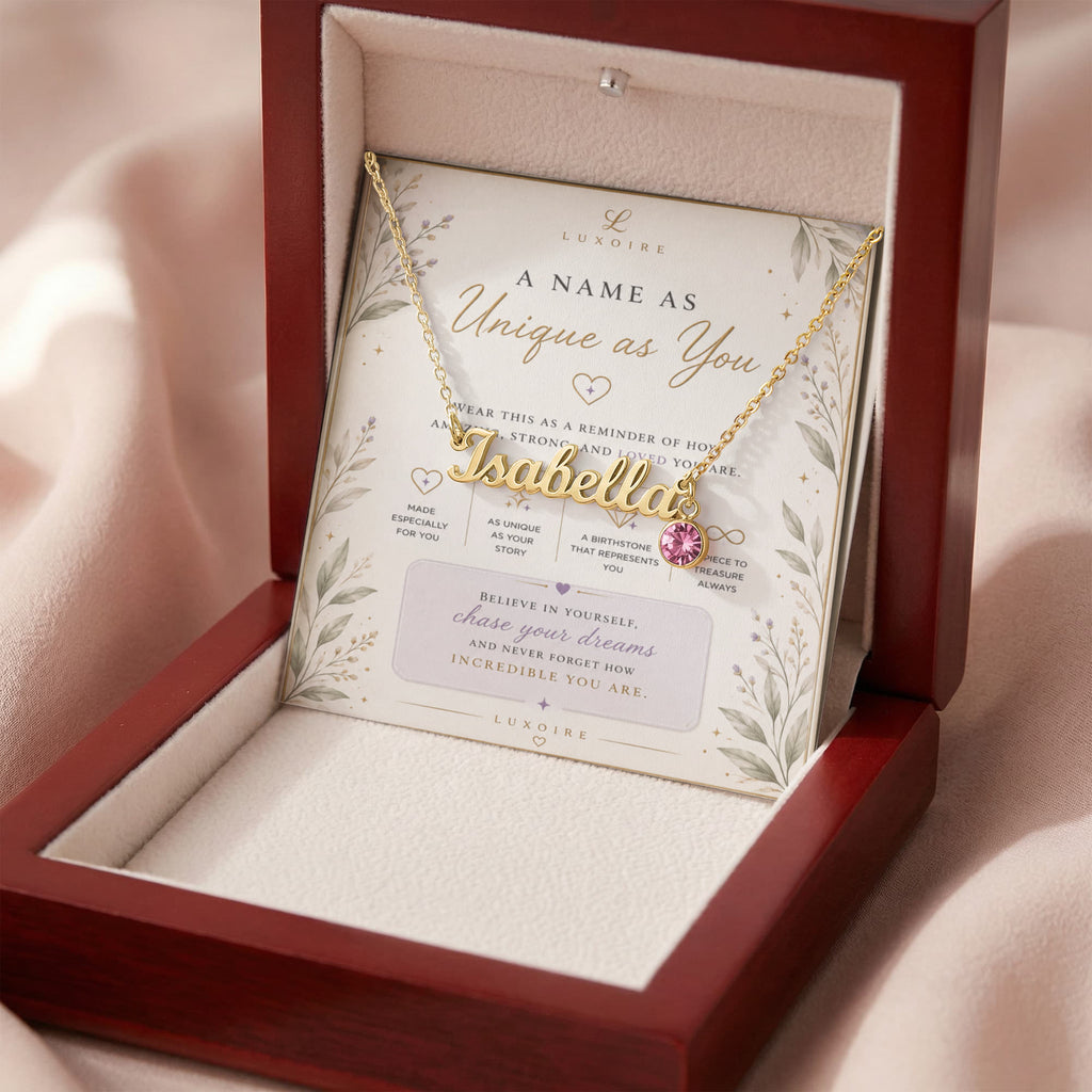 Luxoire Signature Name Necklace with Birthstone