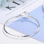 Crystal Flower Leaf Cuff Bracelet