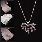 Hollow Horse with Diamonds Necklace