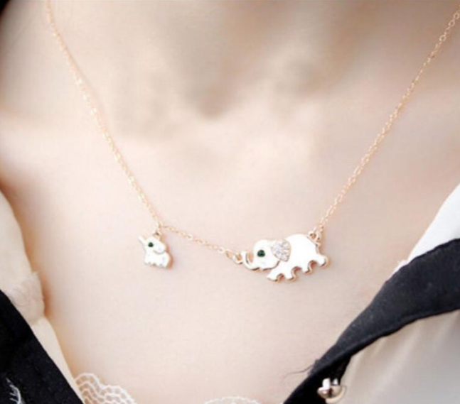 Cute Elephant Crystal Chain Necklace