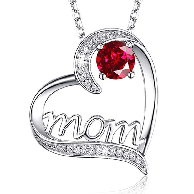 Mom Heart Zircon Necklace