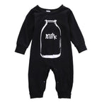 Milk Bottle Print Baby Romper