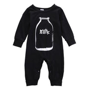 Milk Bottle Print Baby Romper