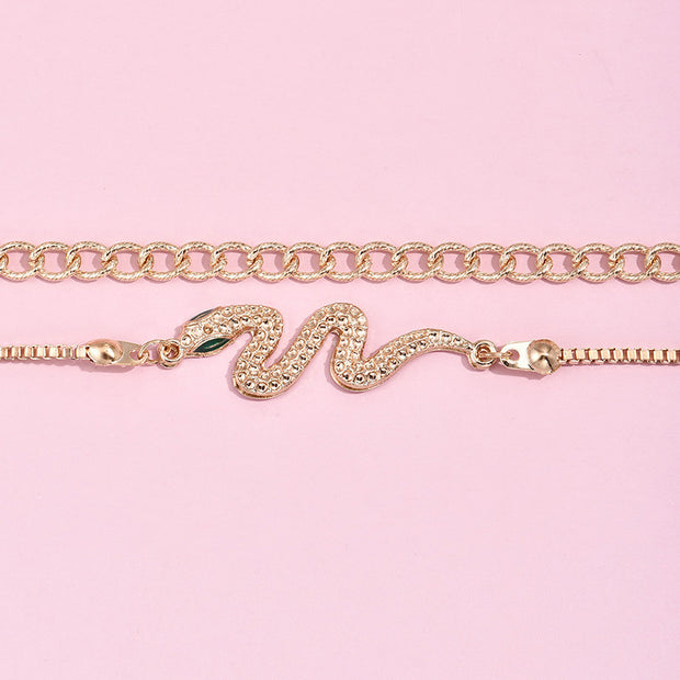 Snake-shaped Chain Bracelet Set 2-piece Set