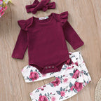 Printed Flower Baby 3 Piece Set
