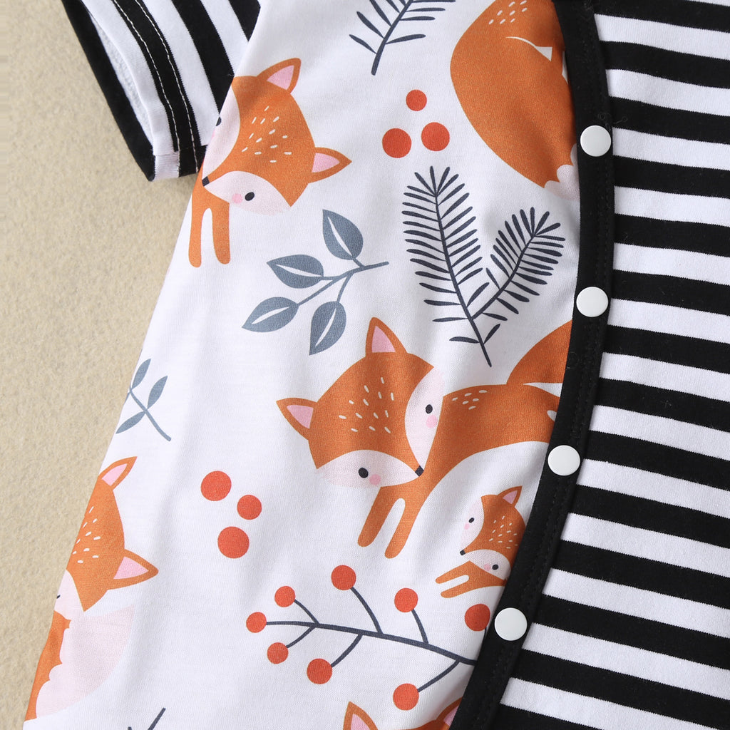 Striped Short Sleeve Baby Romper