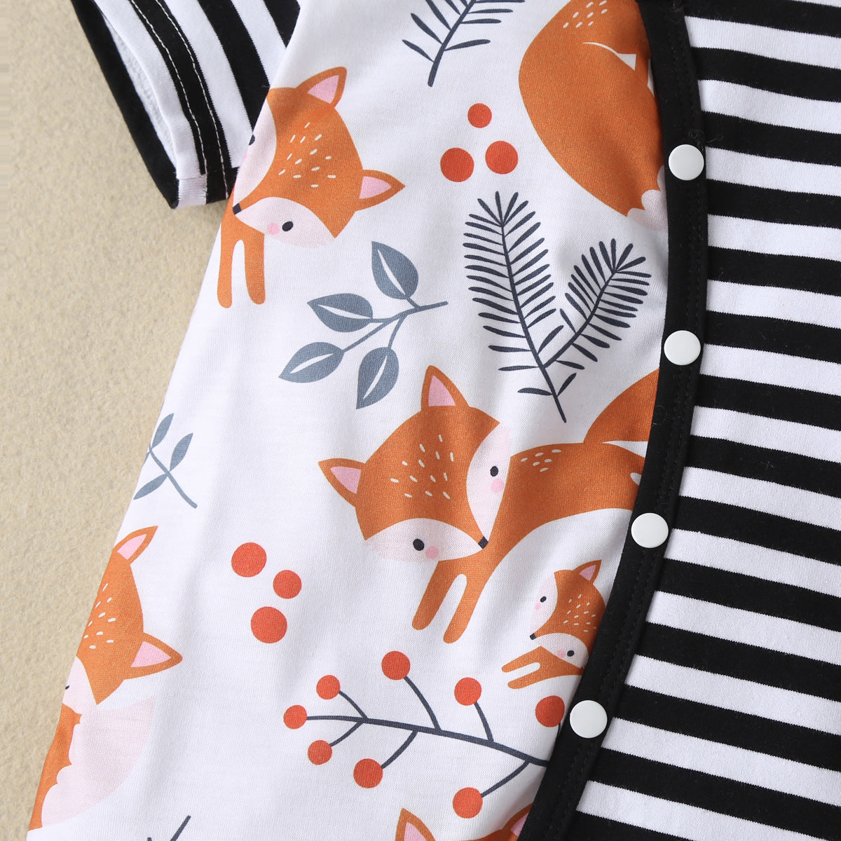 Striped Short Sleeve Baby Romper