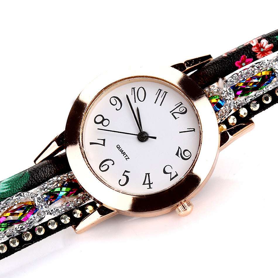 Woven Floral Bracelet Wrist Watch