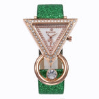 Triangle Rhinestone Matte Strap Wrist Watch