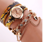 Leather Rhinestone Rivet Chain Quartz Watch