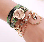 Leather Rhinestone Rivet Chain Quartz Watch
