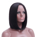 Mid-point black bob wig