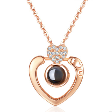 925 Sterling 100 languages I love you heart-shaped Necklace