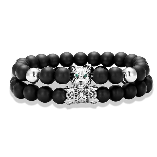 zircon wolf head bracelet