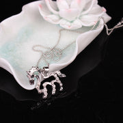 Hollow Horse with Diamonds Necklace