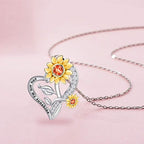 Double Sunflower Heart Necklace