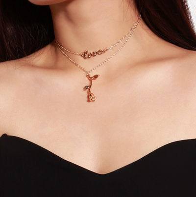 Love rose pendant necklace