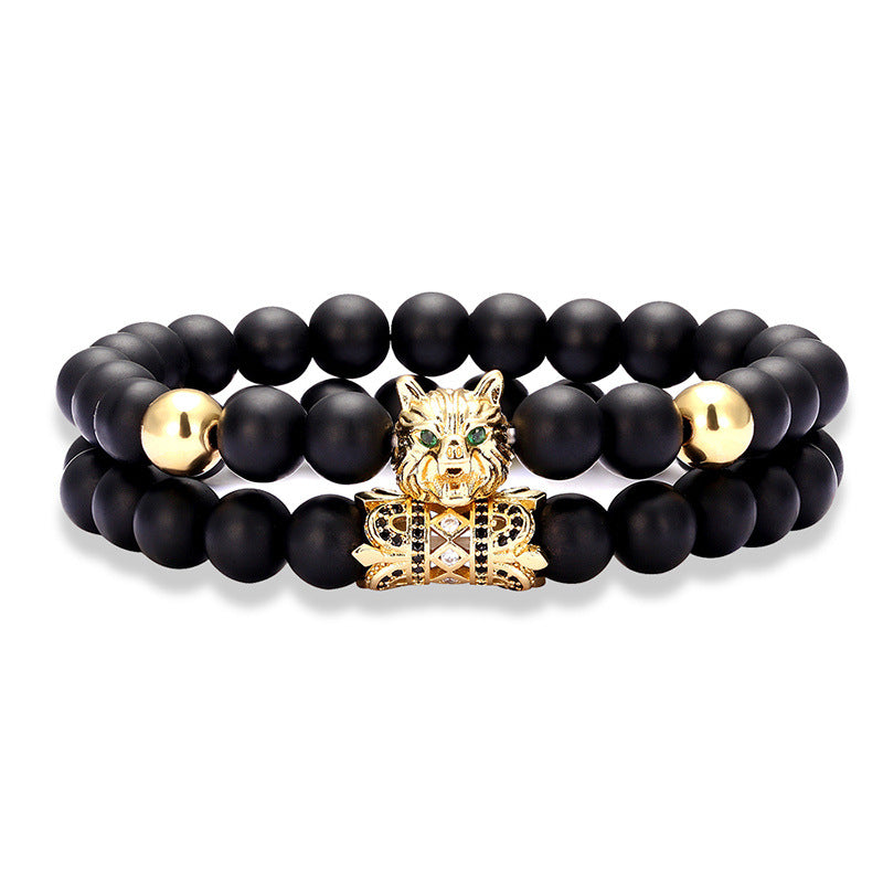 zircon wolf head bracelet