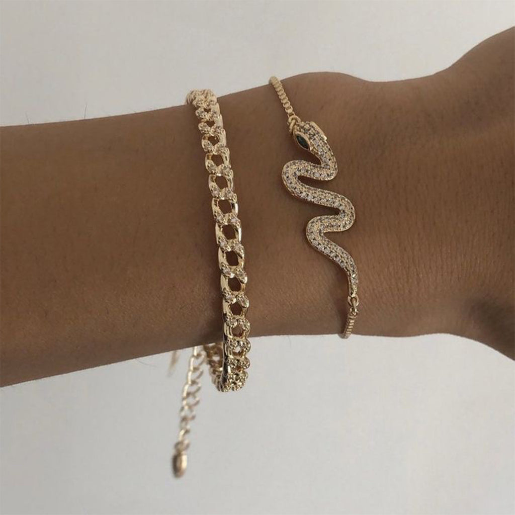 Snake-shaped Chain Bracelet Set 2-piece Set
