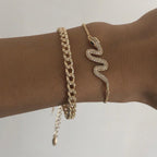 Snake-shaped Chain Bracelet Set 2-piece Set