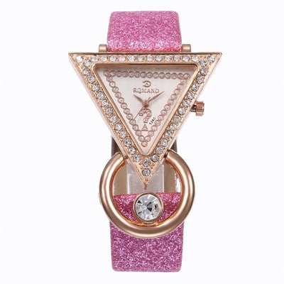 Triangle Rhinestone Matte Strap Wrist Watch