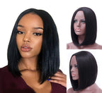 Mid-point black bob wig