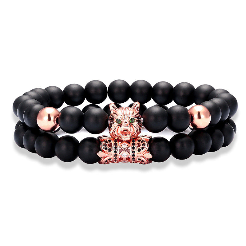 zircon wolf head bracelet