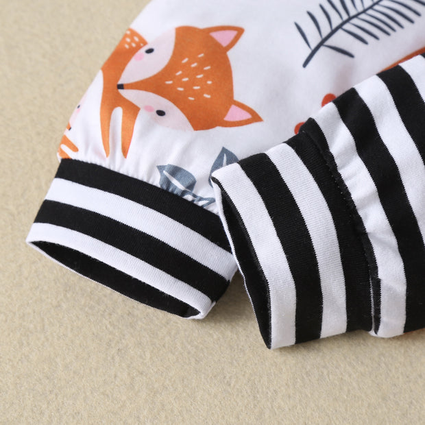 Striped Short Sleeve Baby Romper