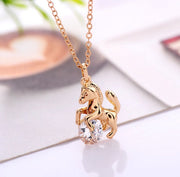 Horse and Crystal Pendant Necklace