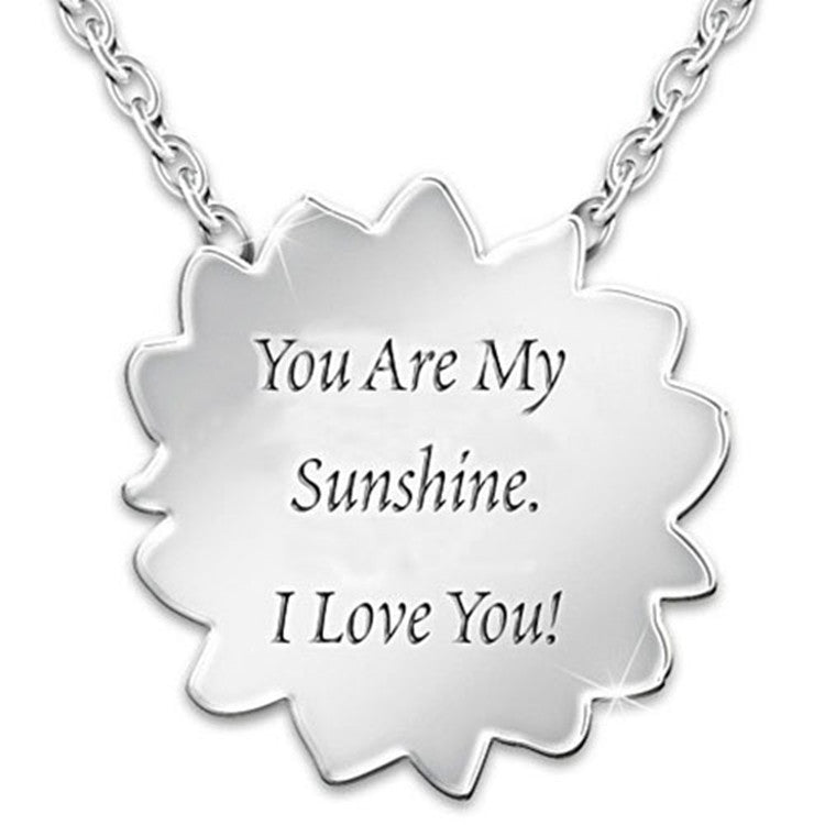 Golden Sun Flower Necklace with Crystals