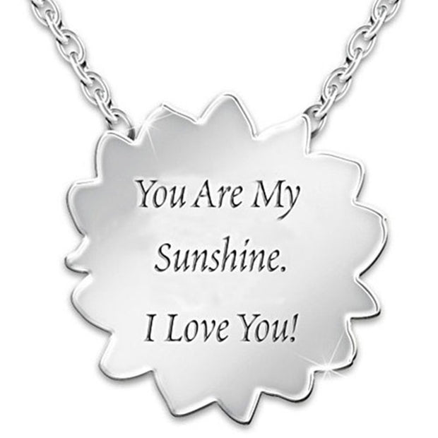 Golden Sun Flower Necklace with Crystals