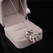 Hollow Horse with Diamonds Necklace
