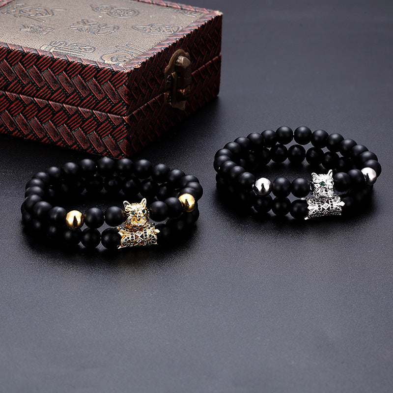 zircon wolf head bracelet