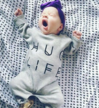 Hug Life Letter Print Baby Romper