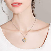 Double Sunflower Heart Necklace