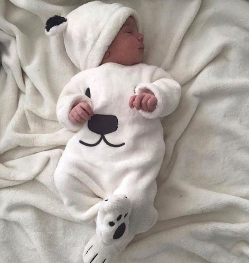 Flannel Hooded Baby Romper