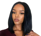 Mid-point black bob wig