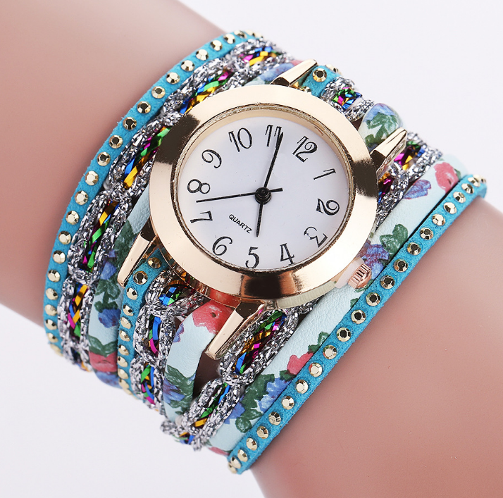 Woven Floral Bracelet Wrist Watch