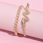 Snake-shaped Chain Bracelet Set 2-piece Set