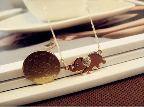Cute Elephant Crystal Chain Necklace