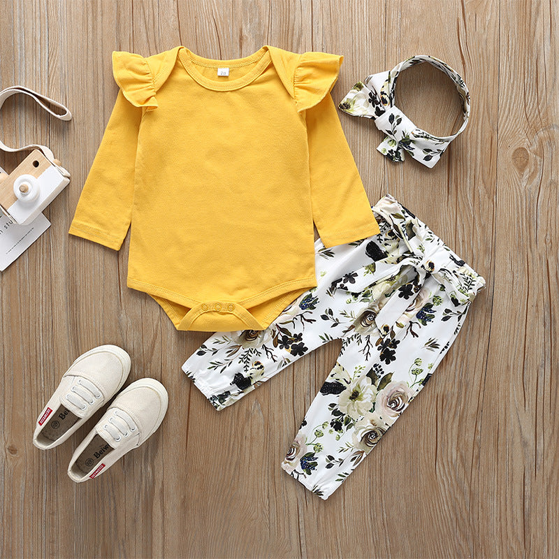 Printed Flower Baby 3 Piece Set