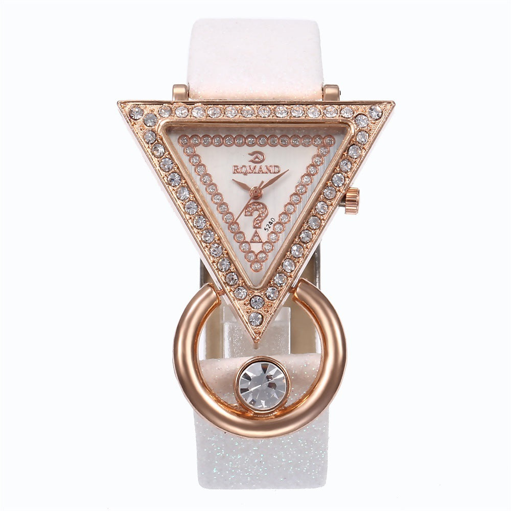 Triangle Rhinestone Matte Strap Wrist Watch