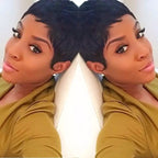 Oblique bangs short straight hair